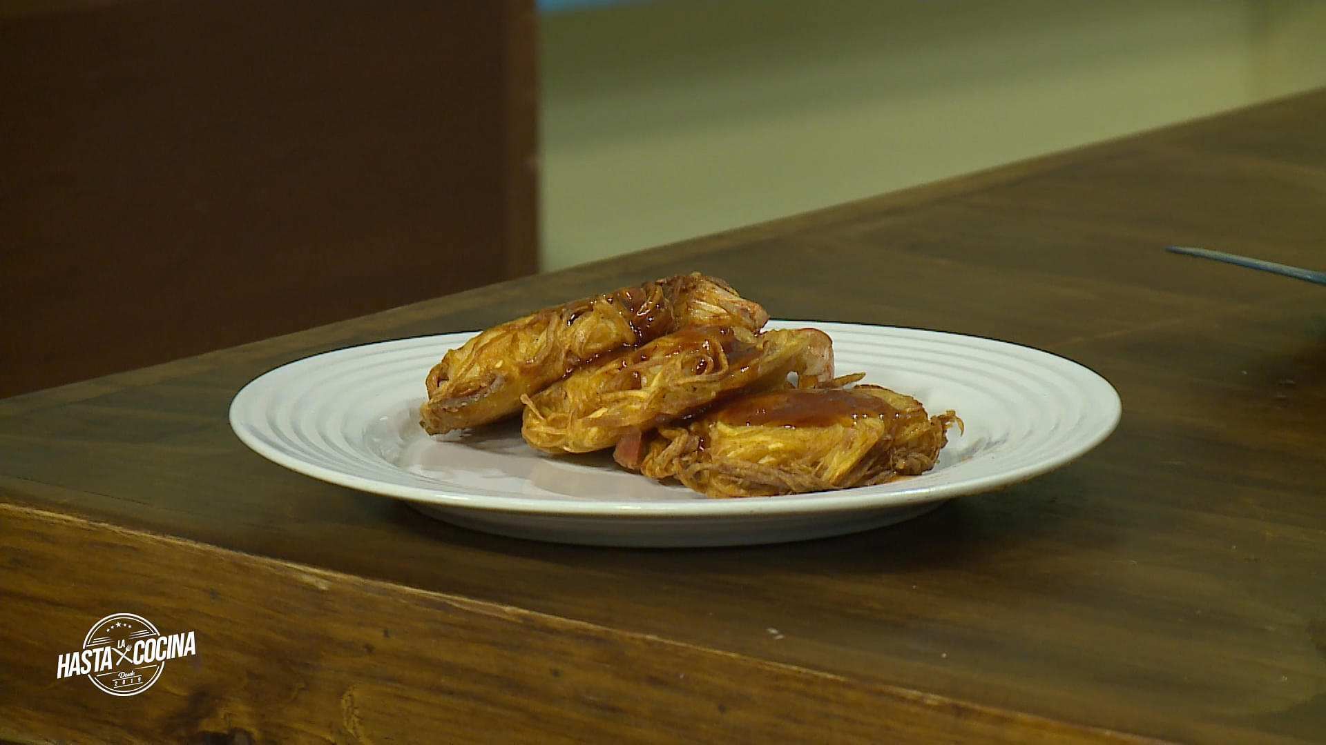 Tortas de camote con camarón